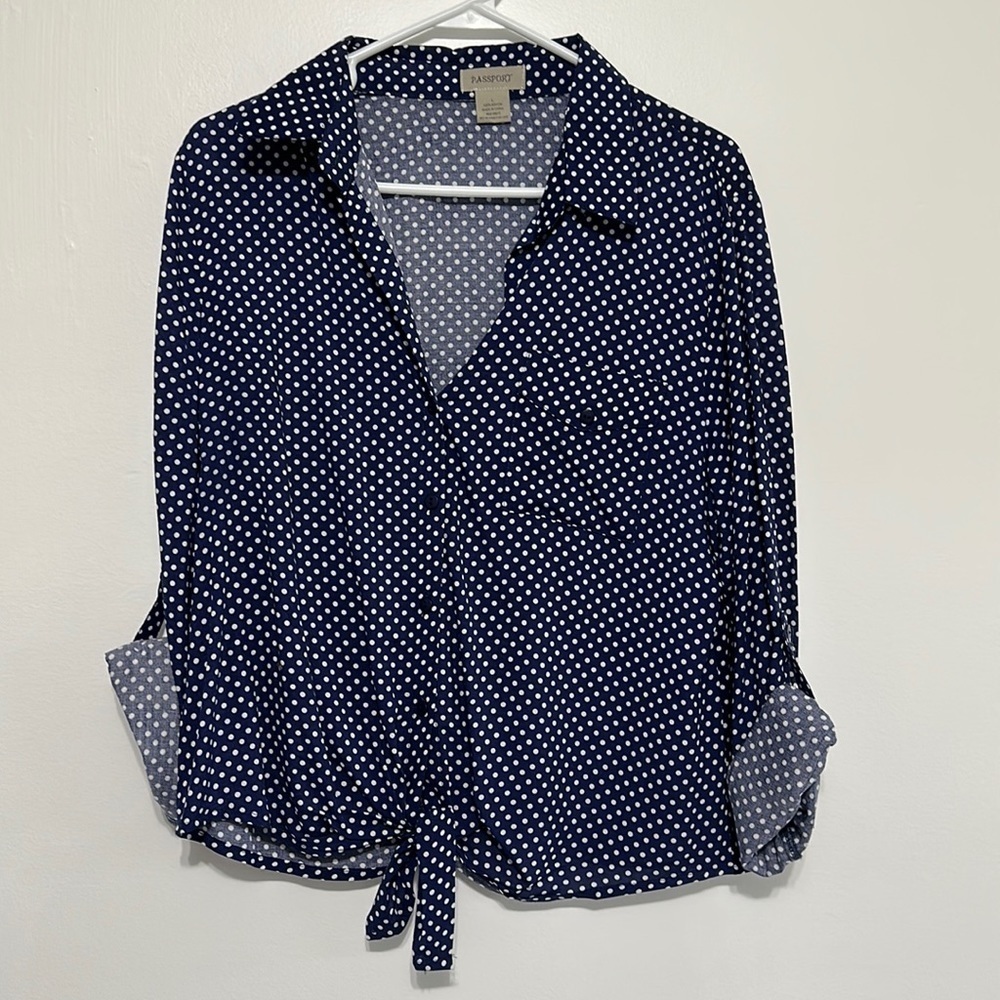 Passport navy and white polkadot​​​​​​